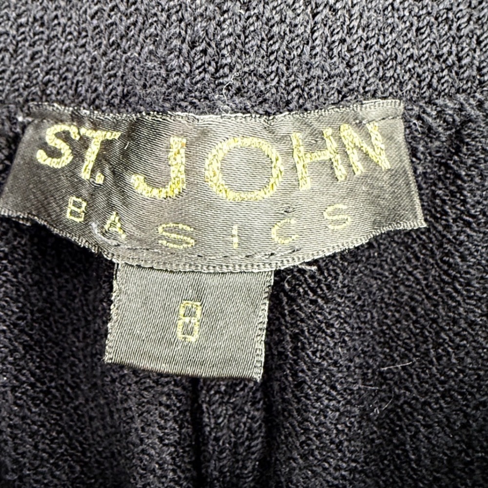 St John Basics Black Knit Sailor Pants Gold Buttons High Waist Womens‎ 8 - Picture 7 of 14